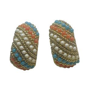 Vintage Les Bernard Tiny Bead Clip on Earrings